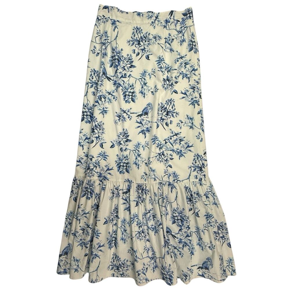 Born On 5th Antonio Melani Maxi Skirt Size 6 Hanna Floral Toile Blue White
